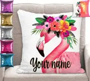 Flamingo Sequin Cushion Cover - Personalised - Mermaid Pillow Case 6 Colours