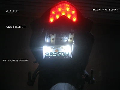 2x White LED Motorcycle Motorbike License Plate Screw Bolt Light Bulbs Black