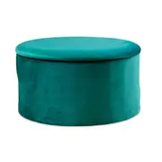 Large Circular Velvet Storage Ottoman - Footstool