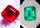 Loose Gemstone 8 to 10 Ct Natural Red Ruby & Green Emerald Pair Certified LM85