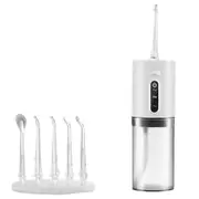 Water Flosser for Teeth Cordless, Oral Irrigator, Rechargeable Dental Water Jet with 280ML Water Tank and 5 Jet Tips for Travel Home (White)
