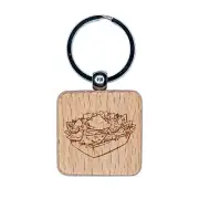 Nachos Tortilla Chips Mexican Food with Sour Cream Engraved Wood Square Keychain
