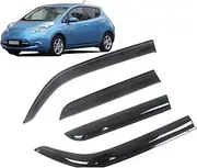 Auto Side Window Wind Deflectors Visors Black Rain Guard Door Visor Vent Shades Dark Smoke Ventvisor Compatible with Nissan Leaf 2010-2016