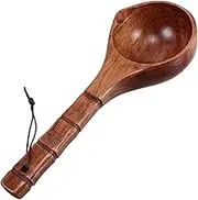 FRCOLOR Wooden Water Ladle with Long Handle Durable Dipper Spoon for Bathing and Kitchen Use Smooth Finish for Gentle Scooping Traditional Japanese Design for Comfortable Water Pouring