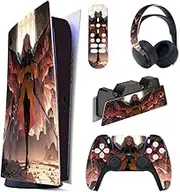 PlayVital Skin Compatible with PS5 Console Digital Edition, Vinyl Skin Protective Film Stickers for PS5 Console, Controller, Charging Station, Headset, Media Remote Control, Infernal Messenger
