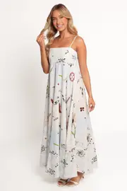 [PUP94] Emmeline Maxi Dress - Blue Floral XS light blue