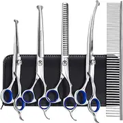 5-piece pet Bend Pet Decoration Each Scissor Has Different Specialties Flip 7-inch Bend flip 6-inch Flat Teeth Set for Dogs Cats And Other Small Animals