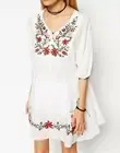 Fashion Ethnic Gypsy Boho Dress Embroidered Hippie Blouse Mexican Peasant