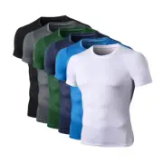 Men Compression Short-Sleeve Sports Running Shirt Tops Fitness Quick Dry T-shirt
