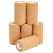 6-Rolls Tan Self Adhesive Bandage Wrap, Vet Tape, Medical Tape (4 In x 5 Yds)