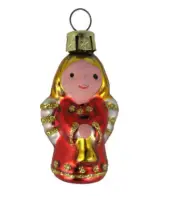 Mini Red Angel Hand Blown Glass Christmas Ornament