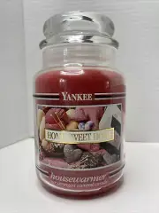 Yankee Candle HOME SWEET HOME Large Jar 22 oz Candle Black Band White Label VTG