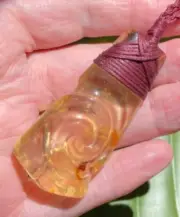 KORU CARVED ANCIENT NZ KAURI AMBER KOPAL KAPIA MAORI BOUND HEI TOKI