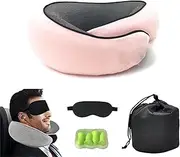 [Generic] Travel Pillows for Airplanes, Travel Pillow, Airplane Memory Travel Neck Pillow Neck Foam Travel Pillow Neck Pillow for Traveling Suitable for Airplanes,Offices and Cars (Pink+Accessories)