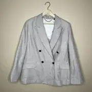 ALLSAINTS Womens double-breasted blazer Linen Bland Size 8 NWT