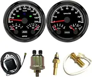 ELING 85mm Gauge Set with 0-200KM/H GPS Speedometer 0-8000RPM Tachometer with Fuel Level 0-10Bar Oil Pressure Water Temp Gauge Voltmeter with Sensors with Backlight for Car Racing