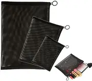 Mesh Makeup Bag Black Mesh Zipper Pouch,3 Sizes Black Mesh Bags Mesh Zipper Pouch Toiletry Bag Portable Mesh Cosmetic Bags,Black Mesh Coin Pouch,Mesh Cosmetic Bags Nylon Mesh Cosmetic Zipper Bags