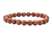 Red Black Jasper Crystal Faceted Beads - Stretchable Bracelet