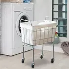 Laundry Cart with Wheels Dirty Clothes Basket for Living Room Sheets Bedroom