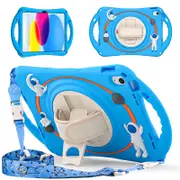 Catzon iPad Case Rugged Case with Handle Stand Shoulder Strap for iPad 10th 10.9 Inch 2022-LightBlue