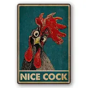 3x Tin Sign Nice Cock Rooster Blue Farm Home Rustic Decorative Vintage