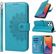 for iPhone 11 Pro Max Case Wallet with Cards Holder,Coque for iPhone 11ProMax Flower Strap Case,Leather Case Women Cover Bag portefeuille Pour Femmes for iPhone 11 Pro Max Blue