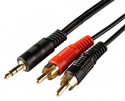 3.5mm Stereo 2 RCA to Jack Twin PHONO Audio Cable Aux Lead Speaker 25cm-20m GOLD