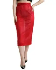 Dolce & Gabbana Pencil Skirt Red Zebra Print Women