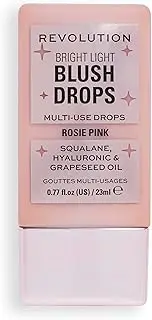 Revolution, Bright Light Glow Blush Drops, Builable Liquid Blush for Face, Infused with Hyaluronic Acid, Vegan & Cruelty-Free, Pink Rosie, 0.77 fl oz
