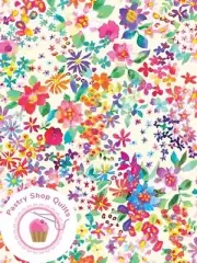 Moda GRADIENTS EUPHORIA 33822 11 White Multi Floral MODA Quilt Fabric WATERCOLOR