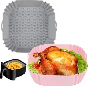2 PCS Square Silicone Air Fryer Liners - 8 Inch Reusable Air Fryer Pot