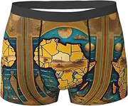 [CADREWY] Abstract World Map Print Wide Range of Sizes Men Briefs Breathable Stretch Lightweight for Everyday Wear