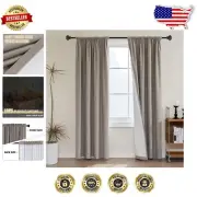 Taupe Blackout Curtain Panels, 100% Blackout with Ease of Cleaning, Set of 2