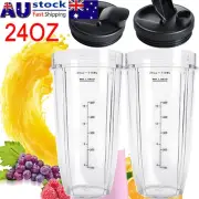 1/2X 24Oz Cup BPA-Free w/ Sip & Seal Lid for Nutri Ninja Blenders 900/1000/1500W