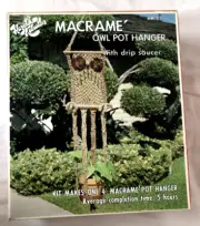 Hazel's Kaboodles Owl Macrame Plant Hanger Kit Craft VTG HK77 USA Made