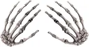Halloween Skeleton Hands Realistic Life Size Severed Plastic Skeleton Hands for Halloween Themed Party Decoration Props(1Pair) Grey, Grey