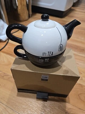 Giftcraft BE OUR GUEST TEA FOR ME! Black And White NEW