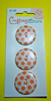 CRAFTING with BUTTONS 1" CORAL DOTS 1 CARD=3 BUTTONS Lot C31