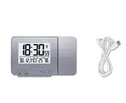 Alarm Clock With Time And Temperature Projection Usb Charging Alarm Clock - Silver