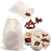 WEEMAGIC 30 Pieces Spice Bags for Cooking Cheesecloth Bags for Straining Reusable Empty Tea Bags Drawstring Soup Bags Muslin Bags (8 x 10 CM)