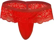 [Generic] Men's Panties Lace Low Rise Stretchy G-String Bikini Thong Stretchy Breathable Underwear