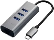 [SATECHI] Type-C 2-in-1 USB 3.0 Aluminum 3 Port Hub with Ethernet - for M2/ M1 MacBook Pro/Air, M2/ M1 iPad Pro/Air, M2 Mac mini, iMac M1 (Space Gray)