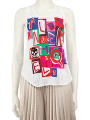White Logo Graphic Tank Top