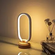 Modern Table Lamp LED Oval Nightstand Bedside Lamp,Adjustable Brightness & 3 Colors Change,Bedroom Small Desk Lamps,Metal Dimmable Table Light for Living Room Home Deco,White Warm Lighting