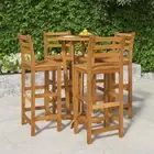 5Pieces Outdoor Furniture Acacia Wood Patio Table Bar Chairs Backyard Bistro Set