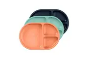3pc BOON CHOW Mint Multi Color Toddler/Kids/Childrens Silicone Divided Plate