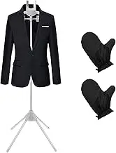 Telescopic Garment Steamer Hanger Strong Load Capacity Rotatable Clothes Steamer Stand with Ironing Glove for Overcoat Suit Vest(Grey,Add 2 Black steam-Resistant Gloves)