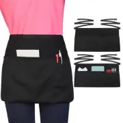Server Waitress Waist Apron - Half Apron with 3 Pockets,2 Pack Black Short Ap...
