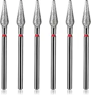 Gjinxi 6Pcs 3/32” Diamond Nail Drill Bit (Fine Grit), Professional Cuticle Nail Drill Bits for Acrylic Gel Nails, White Ceramic Cone File Bit for Nail Art, Manicure, Pedicure, Gel, Cuticle Clean