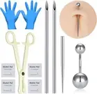 Professional Body Piercing Tool Kit Ear Nose Navel Nipple Needles Set